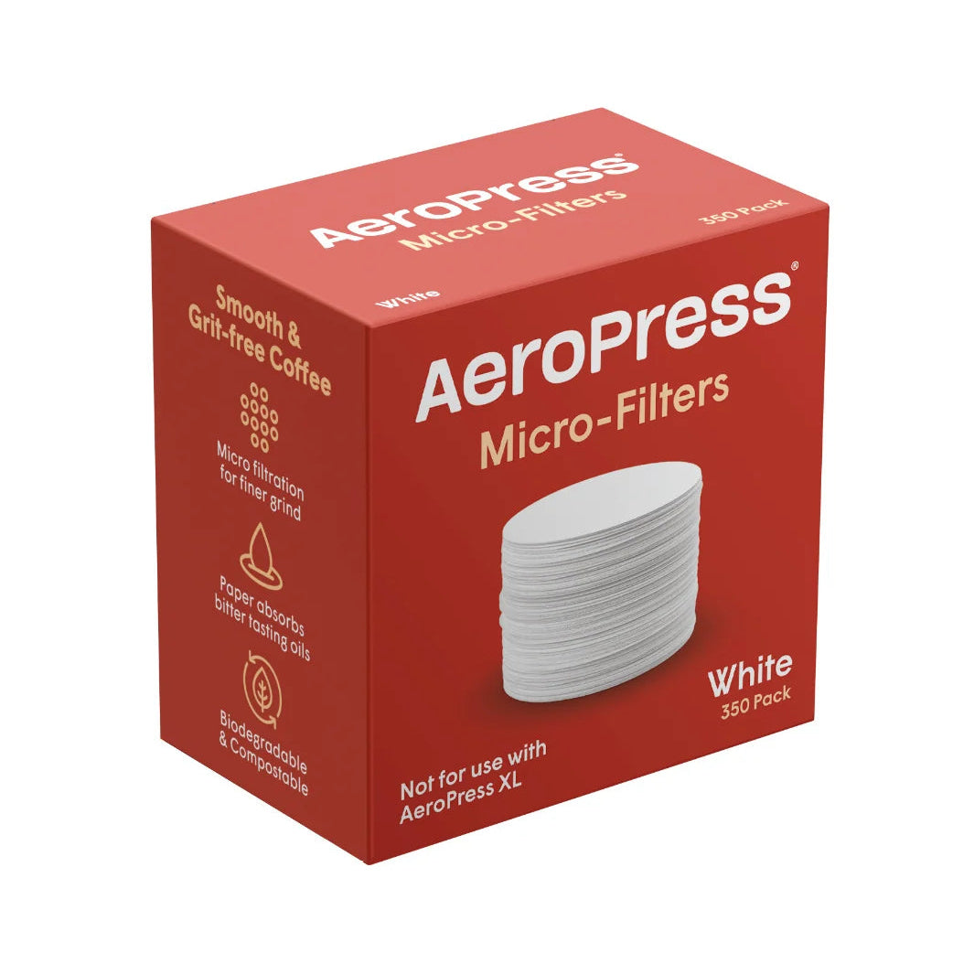 Box of Aeropress micro-filters on a white background